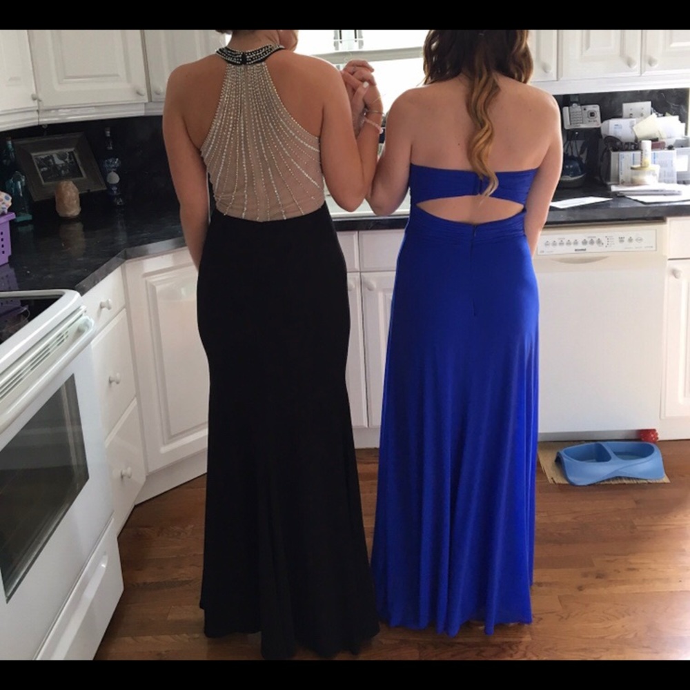 Black crystal prom dress